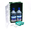 Qualicare Eyewash Cabinet Case/ Station with 2x500ml Eyewash and 2x HSE Eye Pad Dressings - IndustraCare