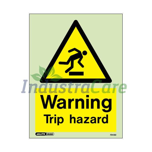 Jalite Warning Trip Hazard Photoluminescent Sign - IndustraCare