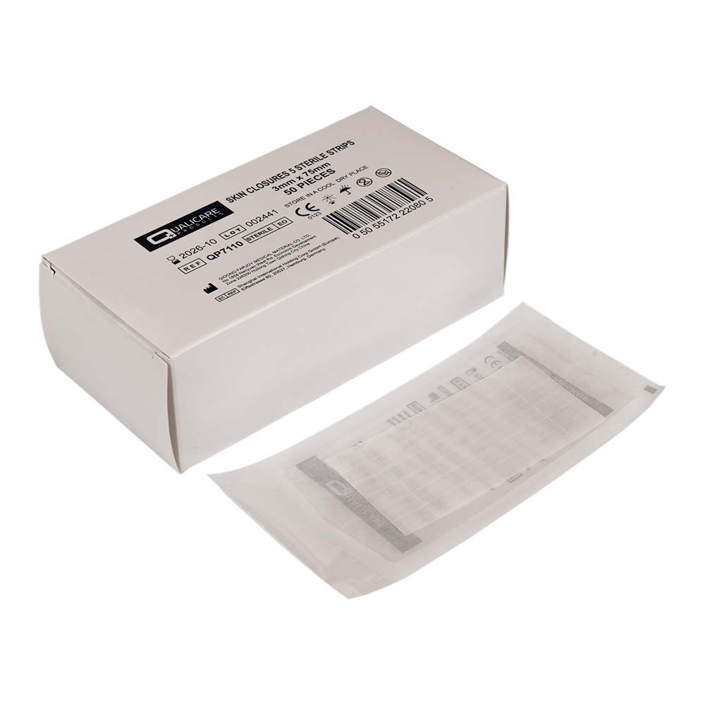 5 Strips  1 Pack  Of Qualicare 3mm X 75mm Adhesive Hypo Sterile Skin Sutures Stitch Wound Closure Strips - View #12