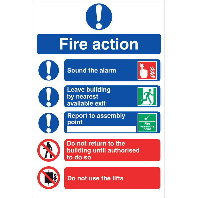 Fire Action Sign, 20x30cm (Vinyl) - IndustraCare