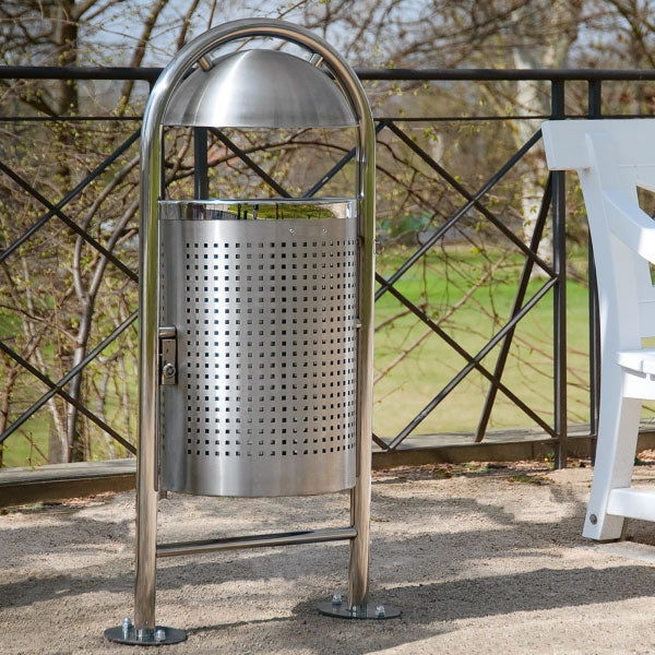 TRAFFIC-LINE Stainless Steel Litter Bin - Style DS35 - IndustraCare