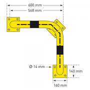 BLACK BULL Corner Protection Guard with Under-run Protection - Indoor Use | Steel Corner Impact Barrier