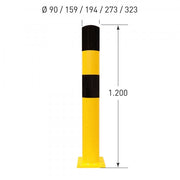Black Bull Heavy Duty Bollard - Black/Yellow - Surface Fix - 3XL