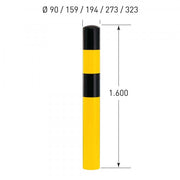 Black Bull Heavy Duty Bollard - Black/Yellow - Concrete In - 3XL
