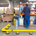 BLACK BULL Raised Collision Corner Bars | Steel Traffic Separation & Protection System - Yellow