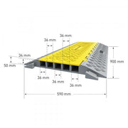 TRAFFIC-LINE Cable/Hose Protection Ramps – Medium | 5-Channel Hinged Cable Guard