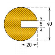 TRAFFIC-LINE Push-Fit Protection - SEMI-CIRCULAR 40/40/8 - 5,000mm Long - Yellow/Black