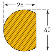 TRAFFIC-LINE Surface Protection - SEMI-CIRCULAR 32/40/32 - Self-Adhesive - 5,000mm Long - Yellow/Black