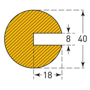 TRAFFIC-LINE Push-Fit Edge Protection - SEMI-CIRCULAR 40/40/8 - 1,000mm Long - Yellow/Black