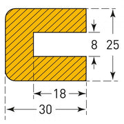 TRAFFIC-LINE Push-Fit Edge Protection - U PROFILE 30/25/8 - 1,000mm Long - Yellow/Black