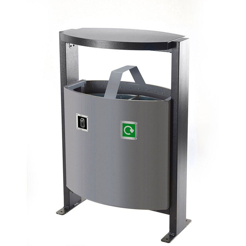 GPC Industries Outdoor 2 x 39 Litre Compartment Steel Bin