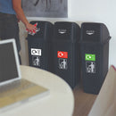 GPC Industries Set of 3 60 Litre Recycling Bins with Pack of 5 Stickers - IndustraCare