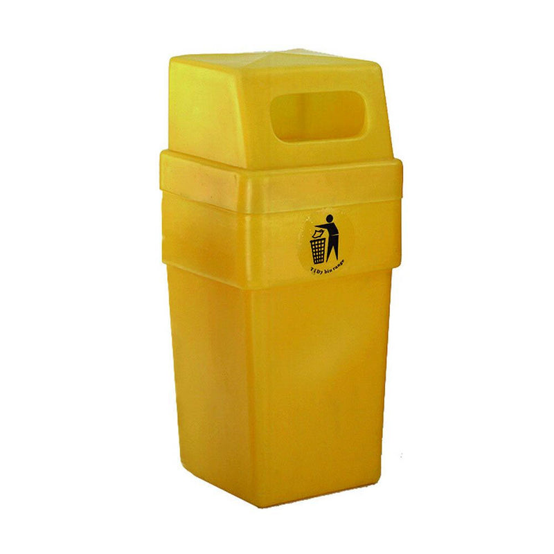 GPC Industries Closed Top Yellow Square Litter Bin - 114 Litres