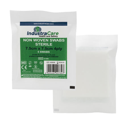 IndustraCare Sterile Gauze Swabs 7.5cm x 7.5cm - Box of 125
