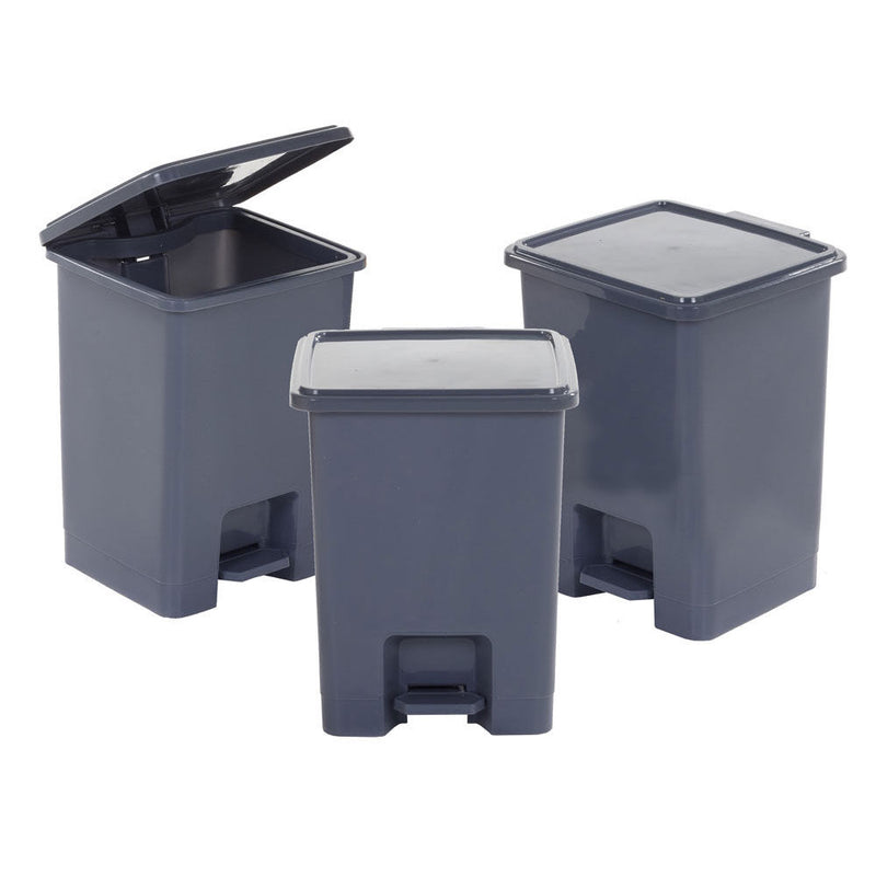 GPC Industries 15L Pedal Bins Grey - Set of 3