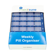 Medisure 28 Compartment Slide Cover Weekly Pill Organiser Blue/Green