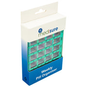 Medisure 28 Compartment Slide Cover Weekly Pill Organiser Blue/Green