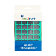 Medisure 28 Compartment Slide Cover Weekly Pill Organiser Blue/Green
