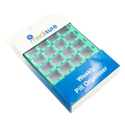 Medisure 28 Compartment Slide Cover Weekly Pill Organiser Blue/Green
