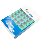 Medisure 28 Compartment Slide Cover Weekly Pill Organiser Blue/Green