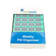 Medisure 28 Compartment Slide Cover Weekly Pill Organiser Blue/Green