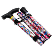 Medisure Foldable Metal Walking Stick - Floral Pink - IndustraCare
