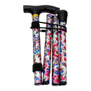 Medisure Foldable Metal Walking Stick - Floral Pink - IndustraCare