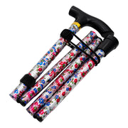 Medisure Foldable Metal Walking Stick - Floral Pink - IndustraCare