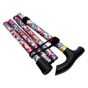 Medisure Foldable Metal Walking Stick - Floral Pink - IndustraCare