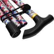 Medisure Foldable Metal Walking Stick - Floral Pink - IndustraCare