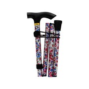 Medisure Foldable Metal Walking Stick - Floral Pink - IndustraCare