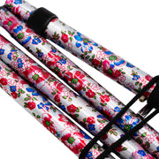Medisure Foldable Metal Walking Stick - Floral Pink - IndustraCare