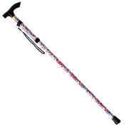 Medisure Foldable Metal Walking Stick - Floral Pink - IndustraCare