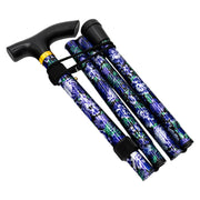 Medisure Foldable Metal Walking Stick - Floral Purple - IndustraCare