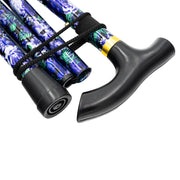 Medisure Foldable Metal Walking Stick - Floral Purple - IndustraCare