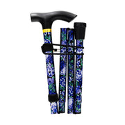 Medisure Foldable Metal Walking Stick - Floral Purple - IndustraCare