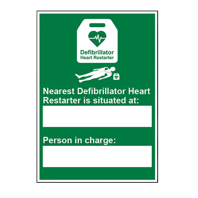 Nearest Automated Defibrillator R.P.V.C Safety Sign - 200mm x 300mm