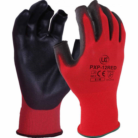 UCI PXP-12 - Red Part Fingerless PU Palm Gloves