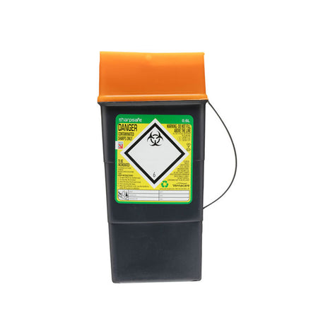 Sharpsafe 5th Gen Sharps Bin 0.6 Litre Orange Lid