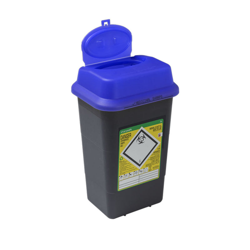 Sharpsafe Recycled Plastic Sharps Bin 7 Litre Scottish Blue Lid - Bulk Case of 48