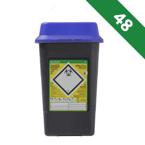 Sharpsafe Recycled Plastic Sharps Bin 7 Litre Scottish Blue Lid - Bulk Case of 48