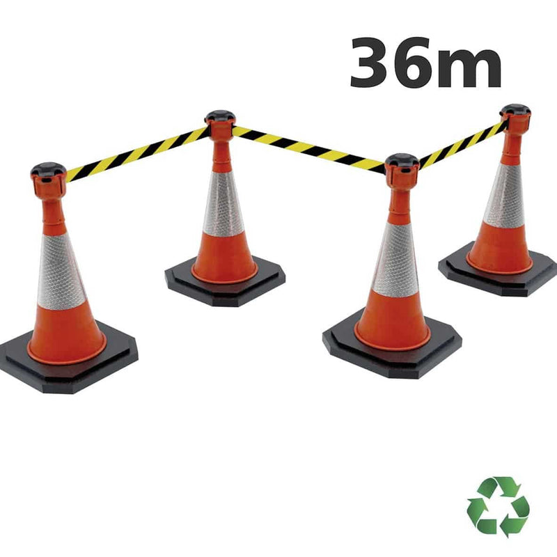 Skipper 36m Retractable Barrier Standard Traffic Cone and Topper Kit