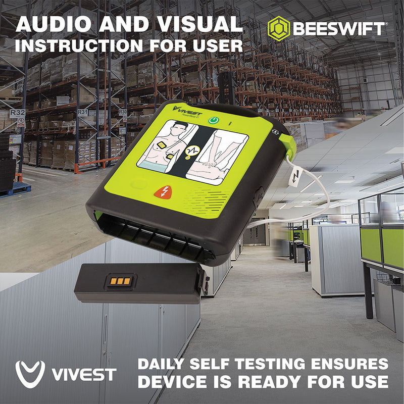 Vivest Power Beat X1 Semi-Automatic Defibrillator Indoor Cabinet Bundle - IndustraCare