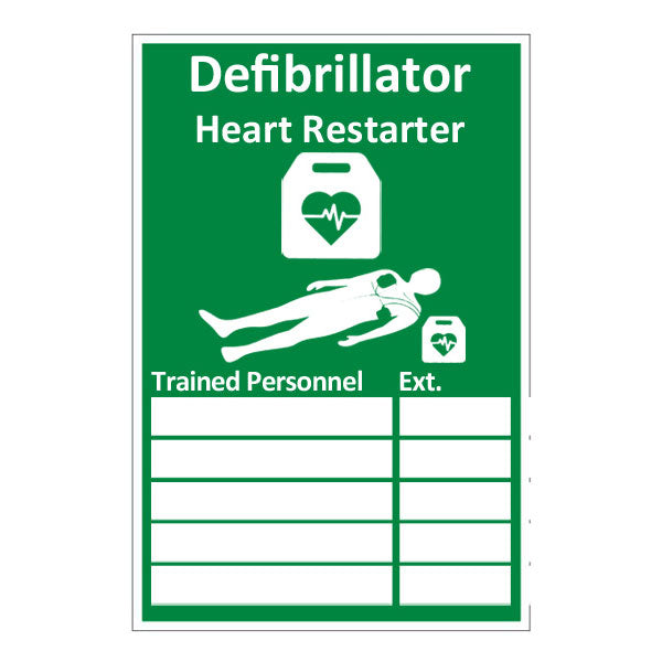 AED Trained Personnel R.P.V.C Safety Sign - 200mm x 300mm