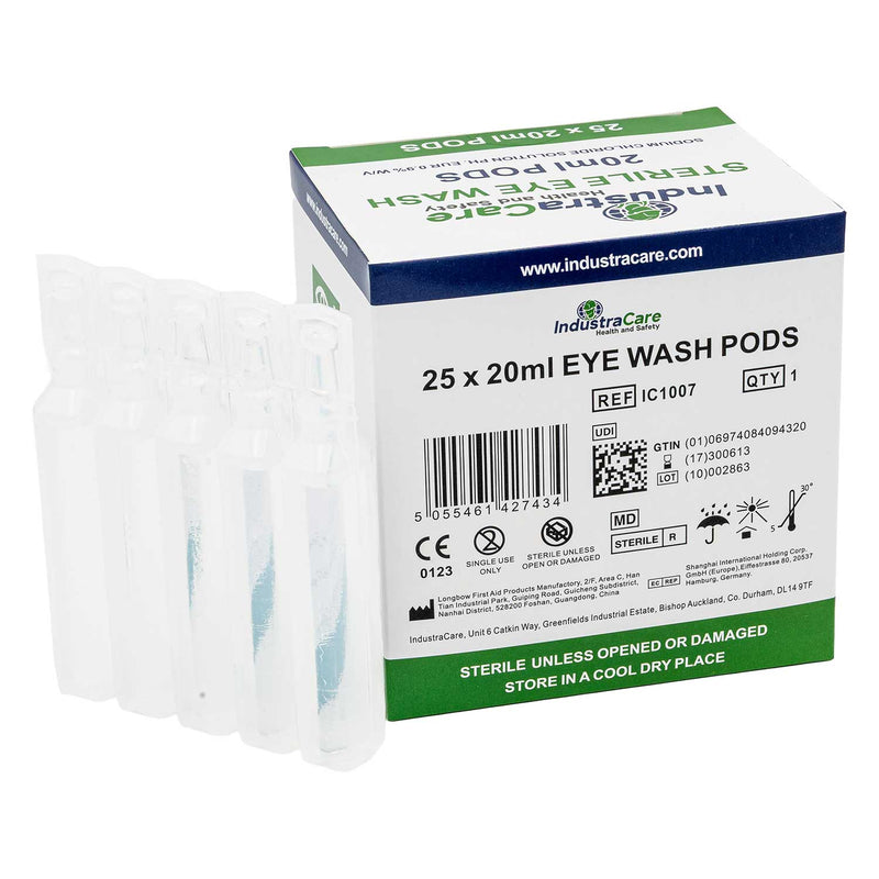 IndustraCare Sterile Eyewash pods 20ml - Pack of 25