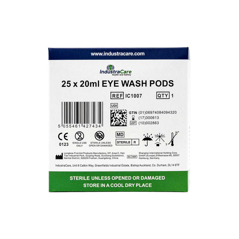 IndustraCare Sterile Eyewash pods 20ml - Pack of 25