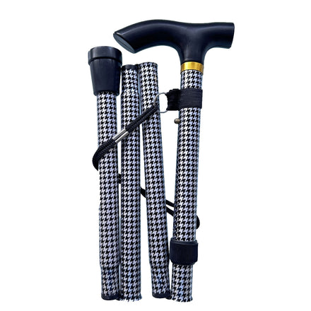 Medisure Foldable Metal Walking Stick - Dog Tooth