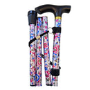Medisure Foldable Metal Walking Stick - Floral Pink