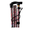 Medisure Foldable Metal Walking Stick - Floral Red