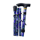 Medisure Foldable Metal Walking Stick - Floral Purple